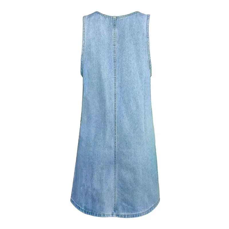 Malwina - Vestido De Verano Práctico y Ligero en Denim