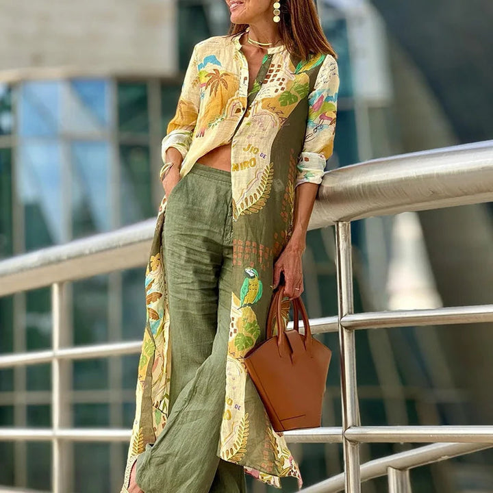 Vesperina - Conjunto De Vestido Camisero Con Estampado Unico