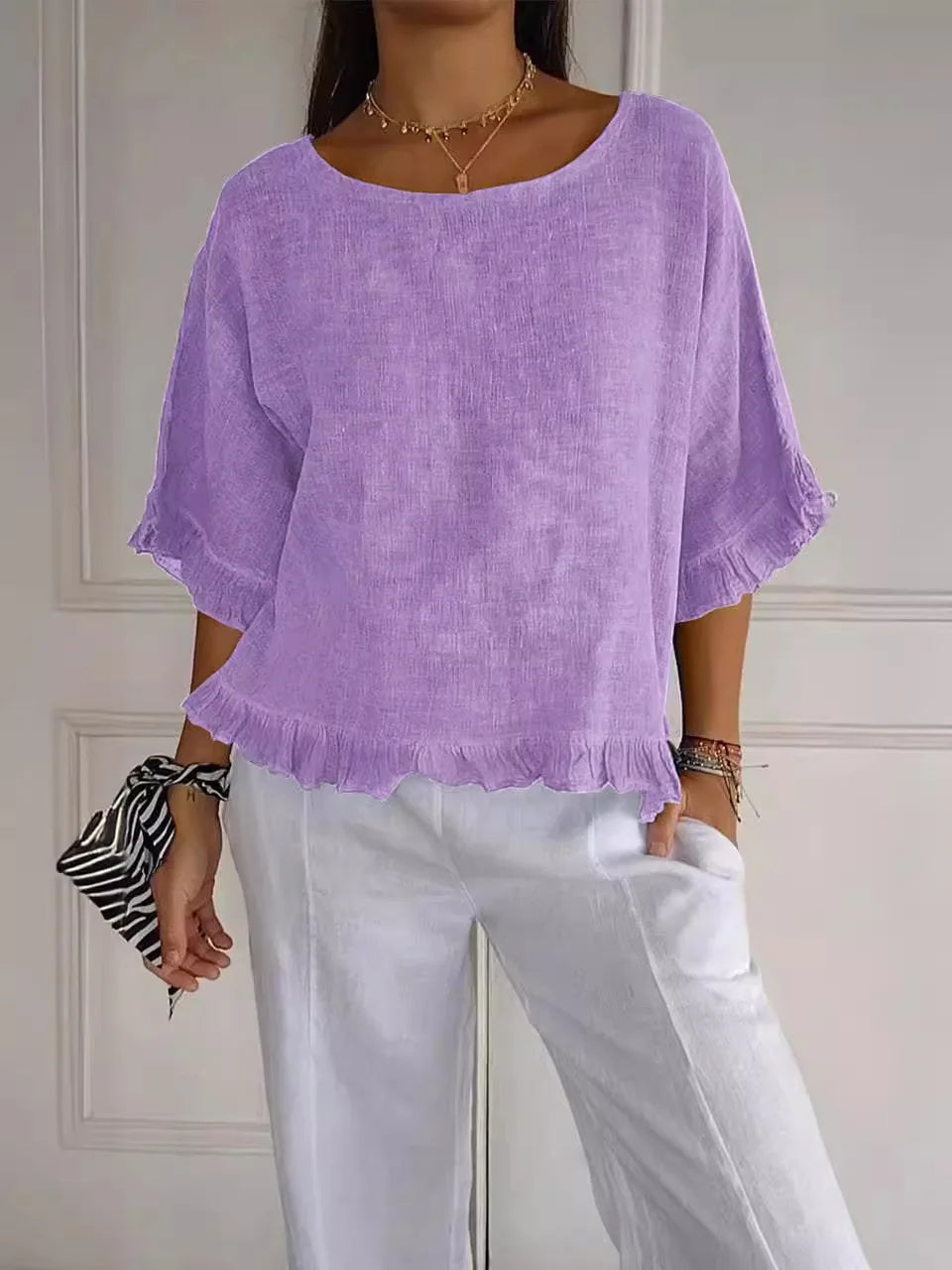 Patsy - Blusa De Lino Con Cuello Redondo
