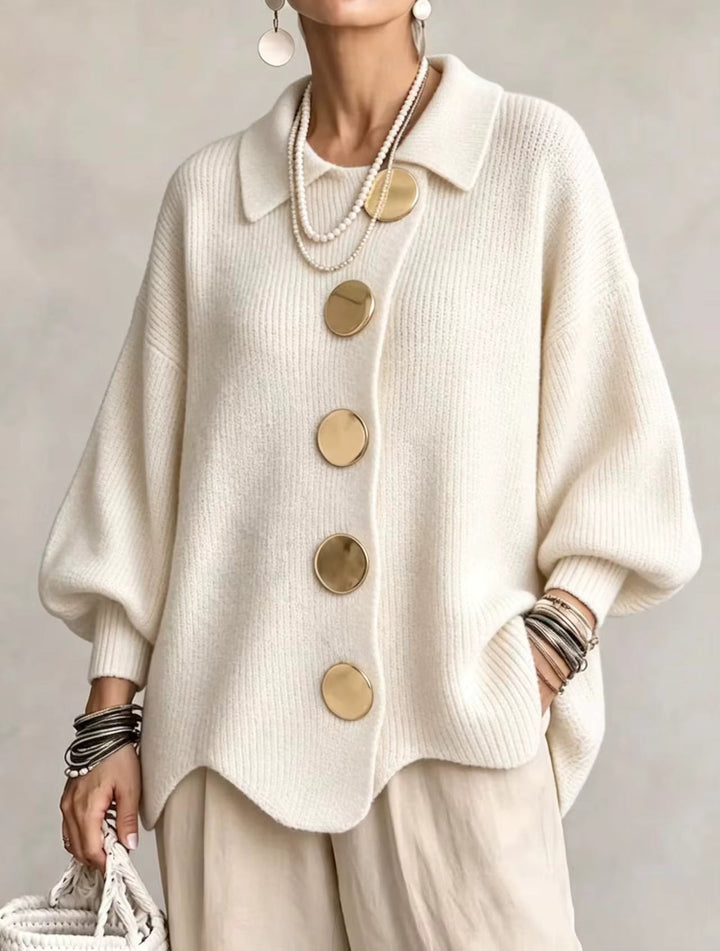 Shiryl - Rebeca de Punto Con Cuello Mangas Largas y Botones
