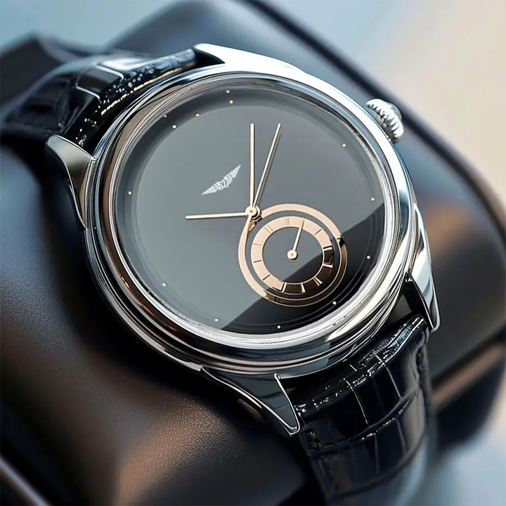 AurexTime - Reloj Clásico De Cuero Con Esfera Dorada En Dos Tonos
