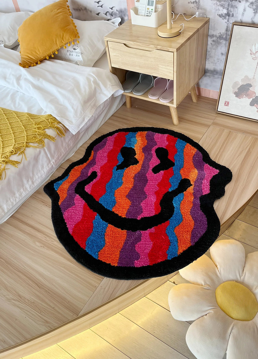 Smiloop - Alfombra Con Sonrisa Retorcida Para La Decoración Del Hogar