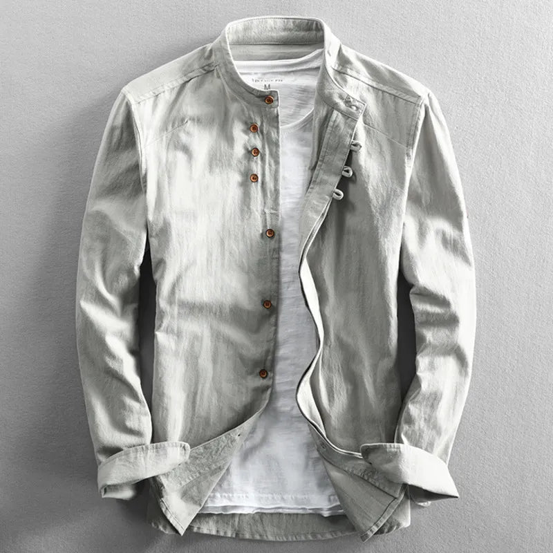 Hrvoje - Elegante Camisa Con Cuello Mao