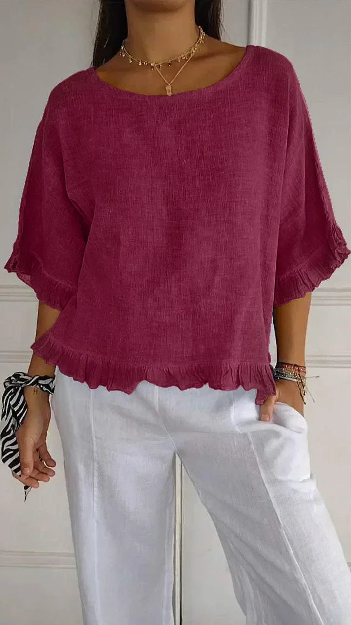 Patsy - Blusa De Lino Con Cuello Redondo