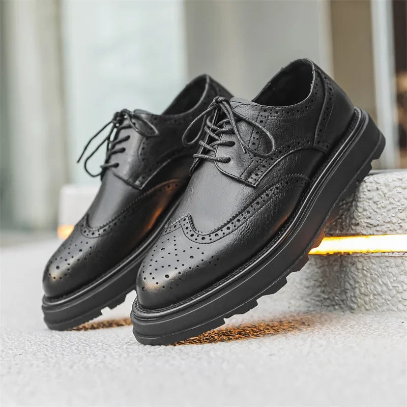 Alehan - Zapatos Derby De Cuero Con Suela Dentada