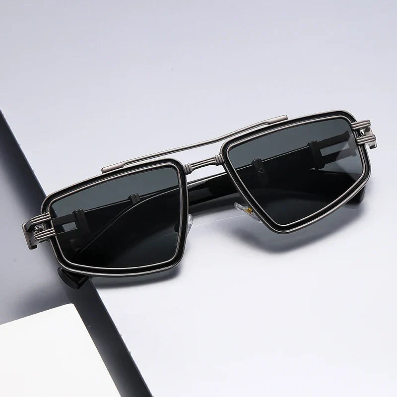 Jerold - Gafas de sol con Montura Metálica Estrecha y Geométrica