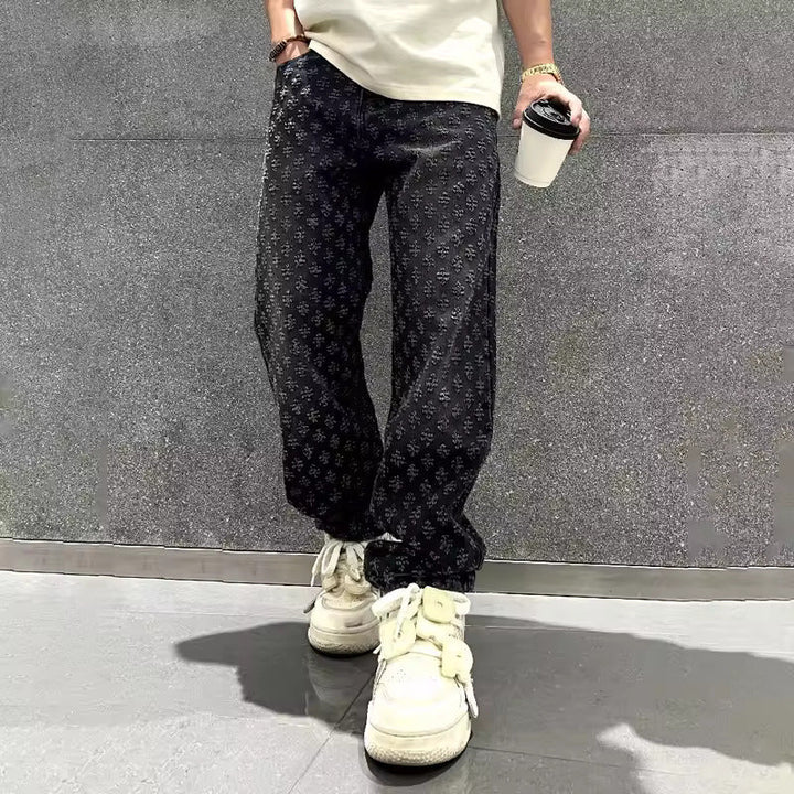 Zeydan - Pantalones Vaqueros De Pierna Ancha Con Tejido Jacquard