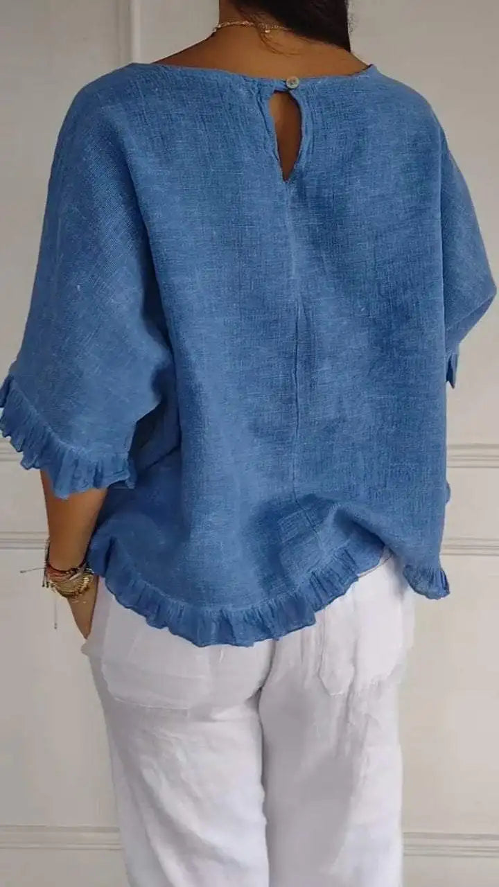 Patsy - Blusa De Lino Con Cuello Redondo