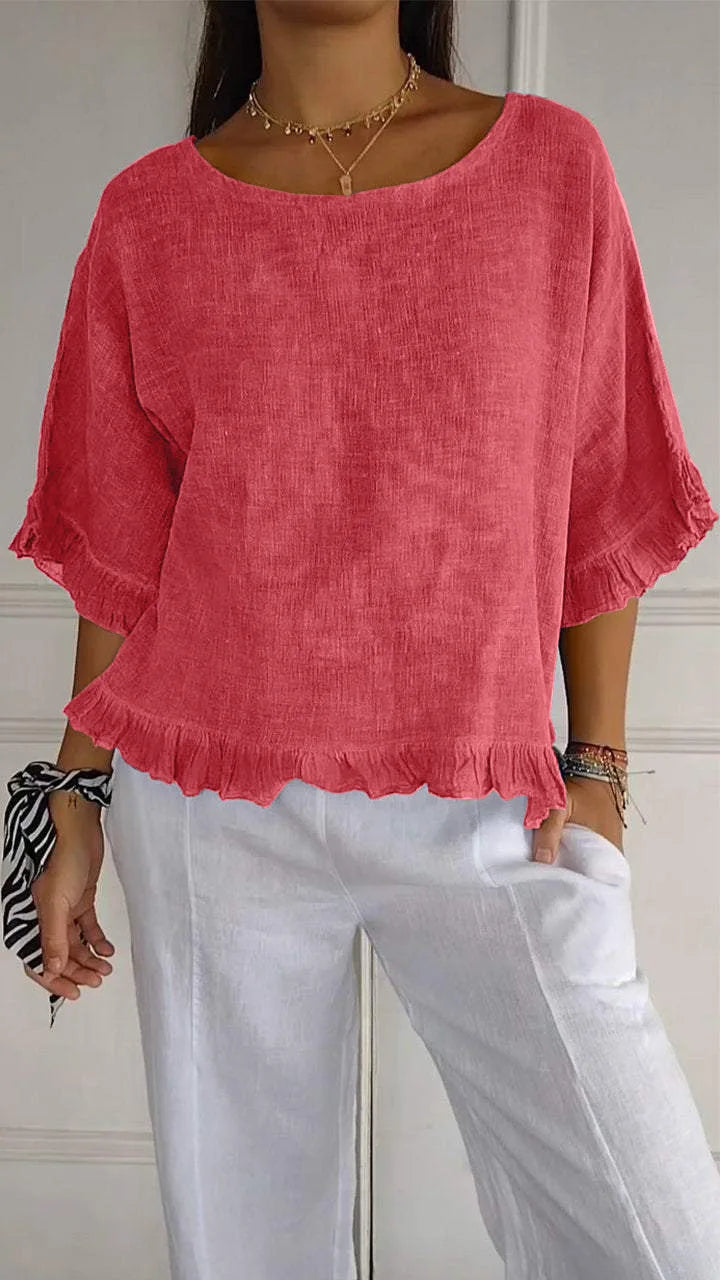 Patsy - Blusa De Lino Con Cuello Redondo