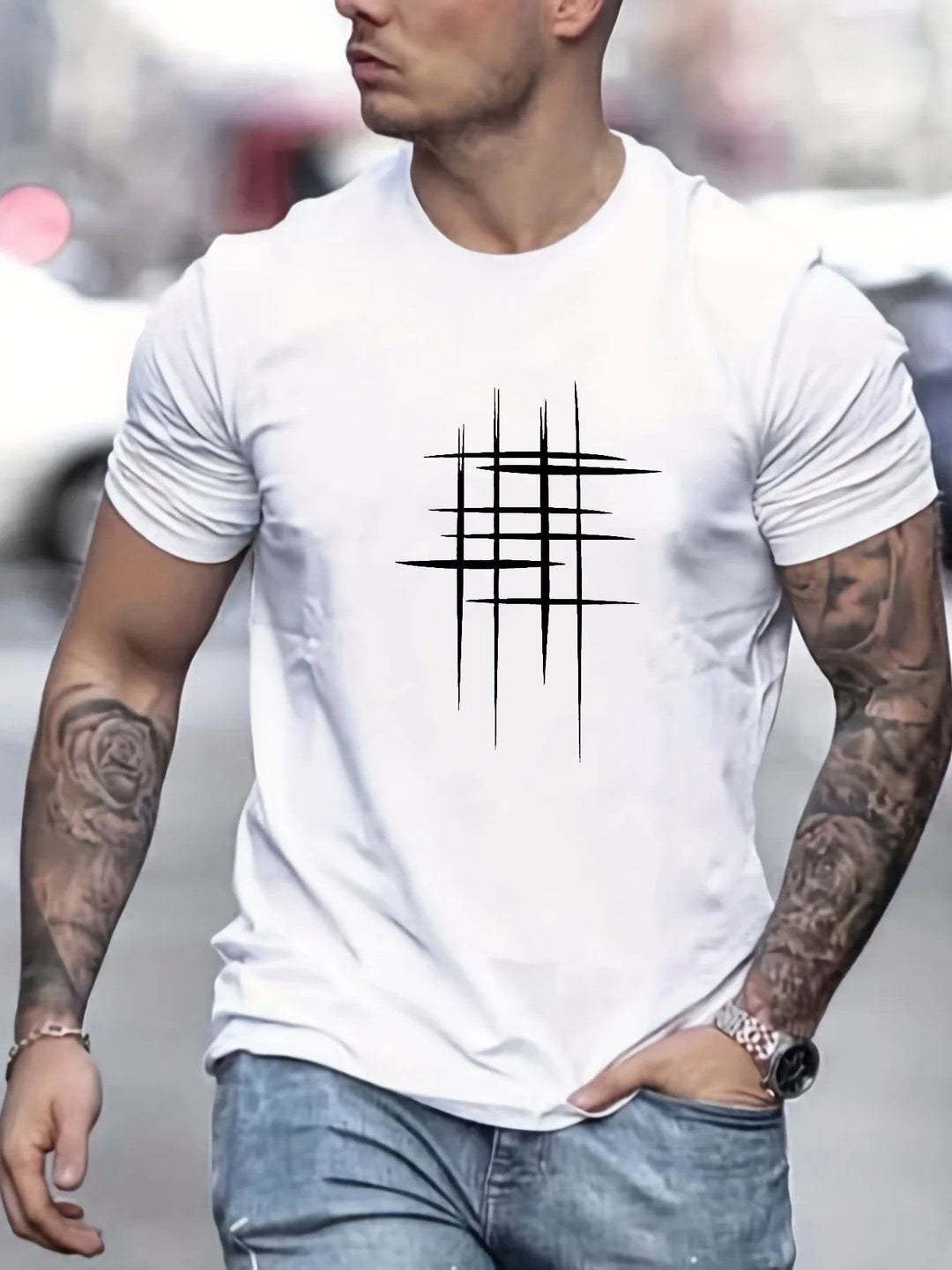 Pantazis - Elegante Camiseta De Cuello Redondo Con Estampado Gráfico