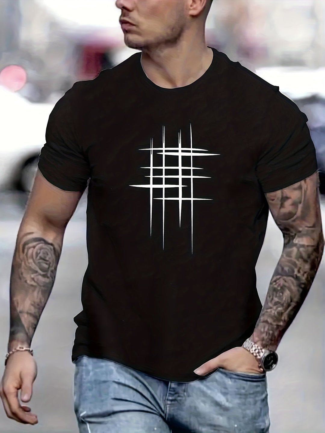 Pantazis - Elegante Camiseta De Cuello Redondo Con Estampado Gráfico