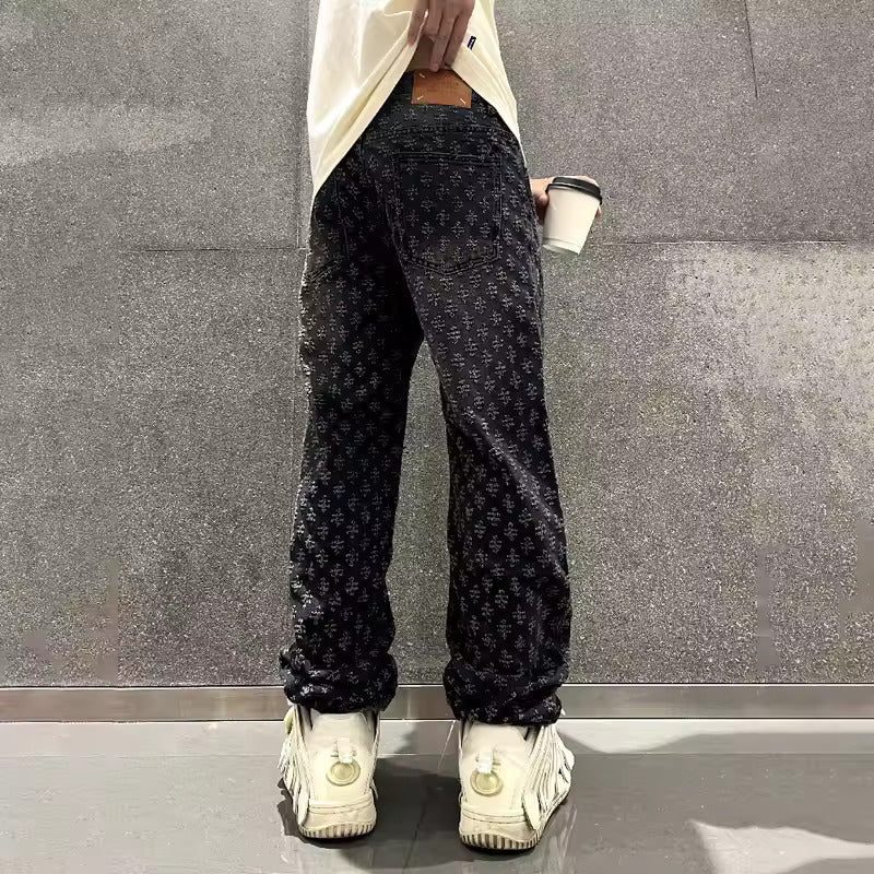 Zeydan - Pantalones Vaqueros De Pierna Ancha Con Tejido Jacquard