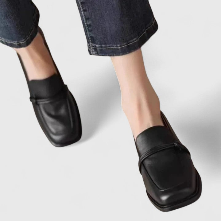 Esmer - Mocasines Con Puntera Cuadrada y Tacón Grueso