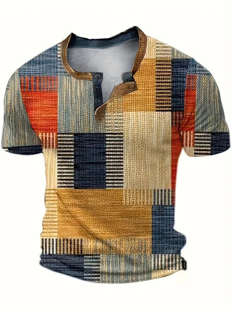 Edson - Elegante Camisa Con Estampado Patchwork