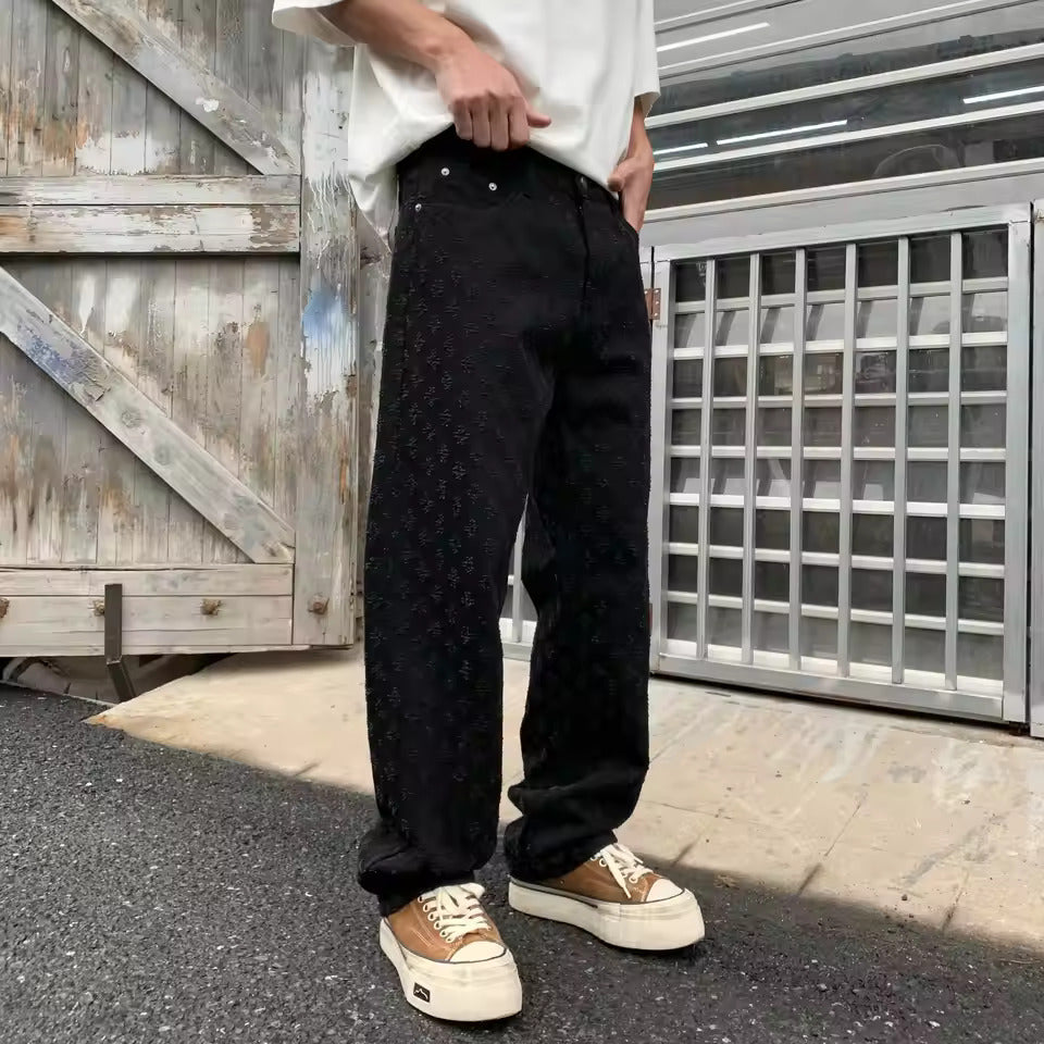 Zeydan - Pantalones Vaqueros De Pierna Ancha Con Tejido Jacquard