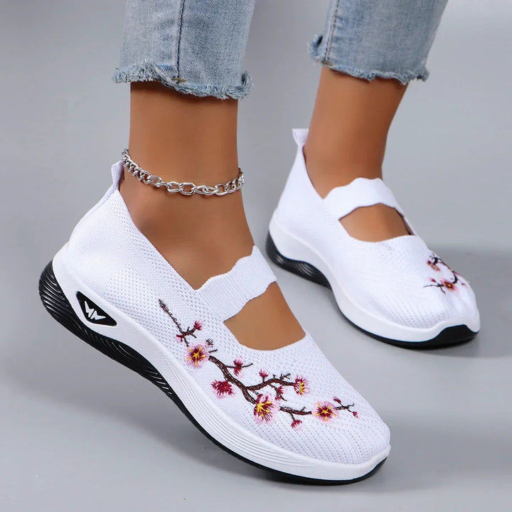 Fajon - Cómodas Zapatillas Deportivas Con Bordados Florales