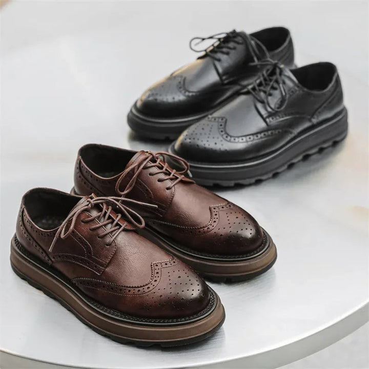 Alehan - Zapatos Derby De Cuero Con Suela Dentada