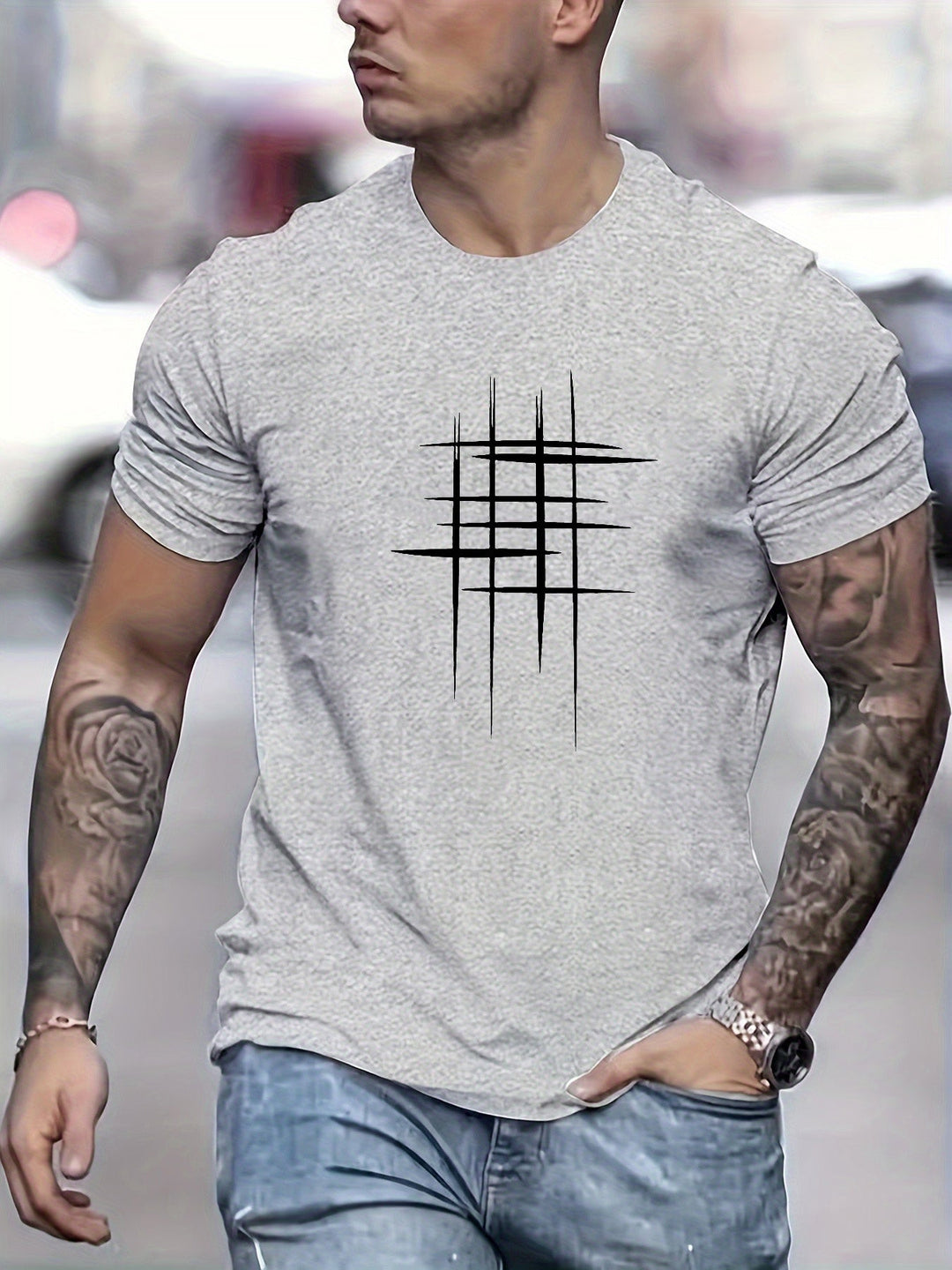 Pantazis - Elegante Camiseta De Cuello Redondo Con Estampado Gráfico