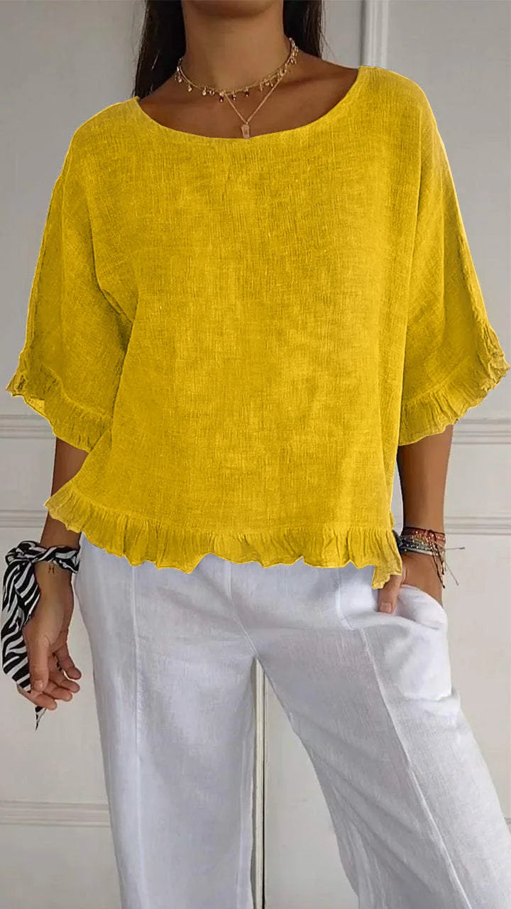 Patsy - Blusa De Lino Con Cuello Redondo