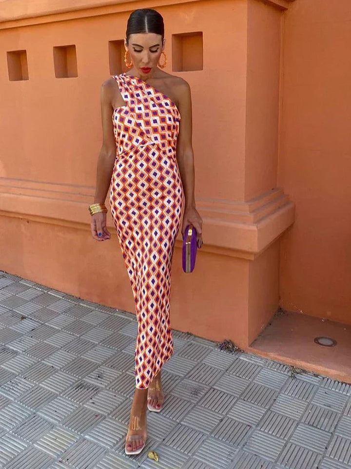 Svetlena - Elegante Vestido Largo Con Un Solo Hombro