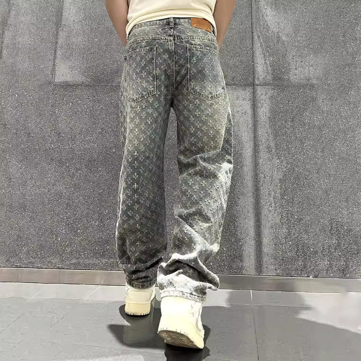 Zeydan - Pantalones Vaqueros De Pierna Ancha Con Tejido Jacquard