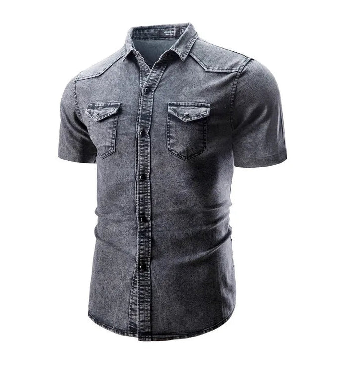 Sean - Camisa Vaquera De Manga Corta Con Bolsillos