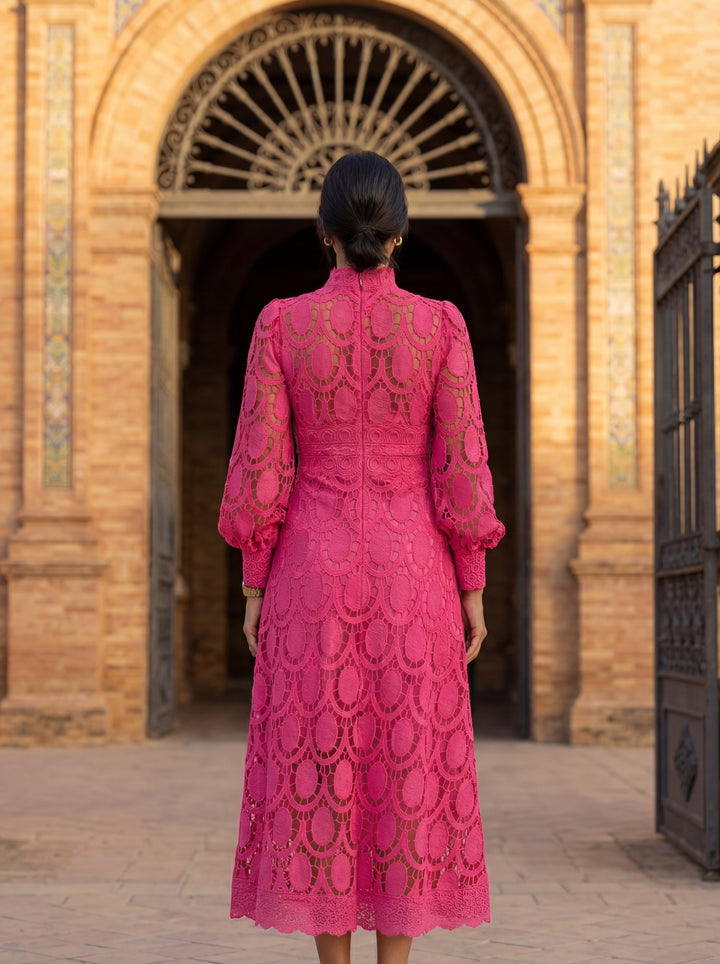 Maelle - Elegante Vestido De Encaje De Manga Larga