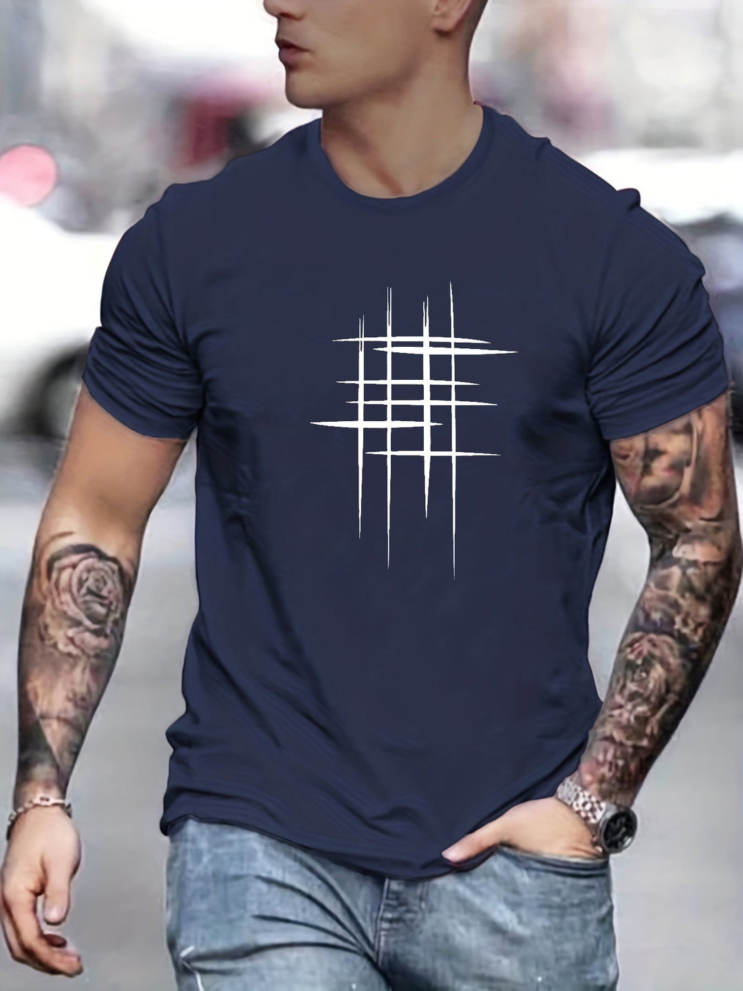 Pantazis - Elegante Camiseta De Cuello Redondo Con Estampado Gráfico
