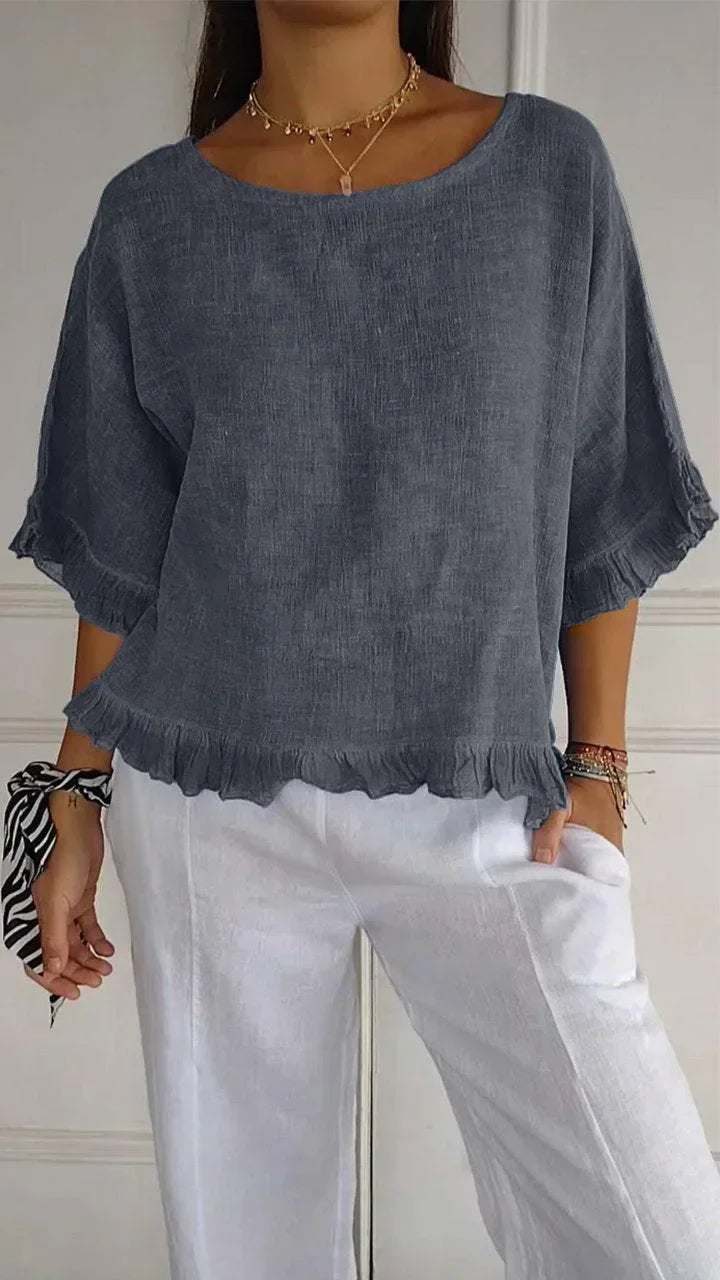 Patsy - Blusa De Lino Con Cuello Redondo