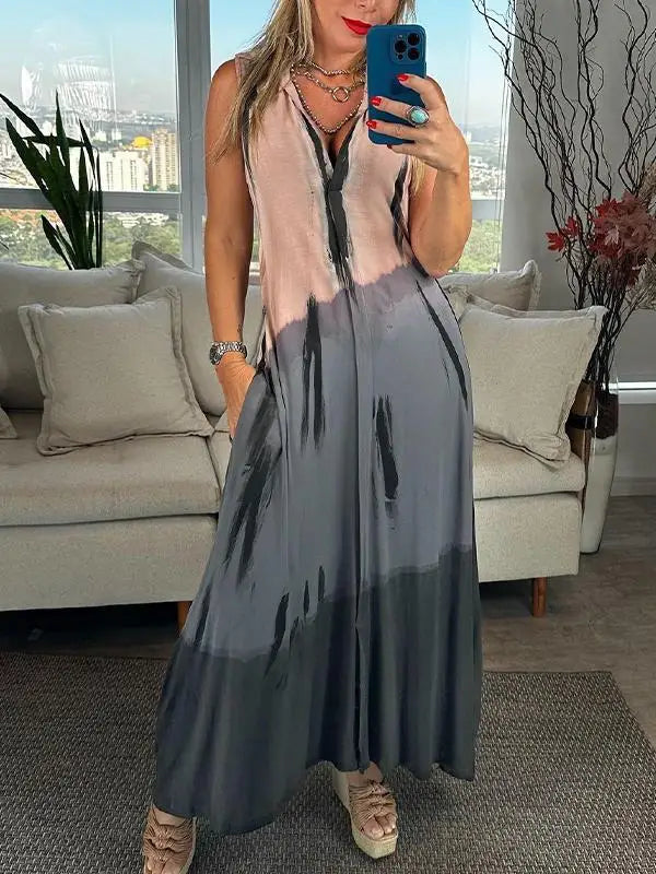 Meleana -  Vestido sin Mangas con Cuello en V