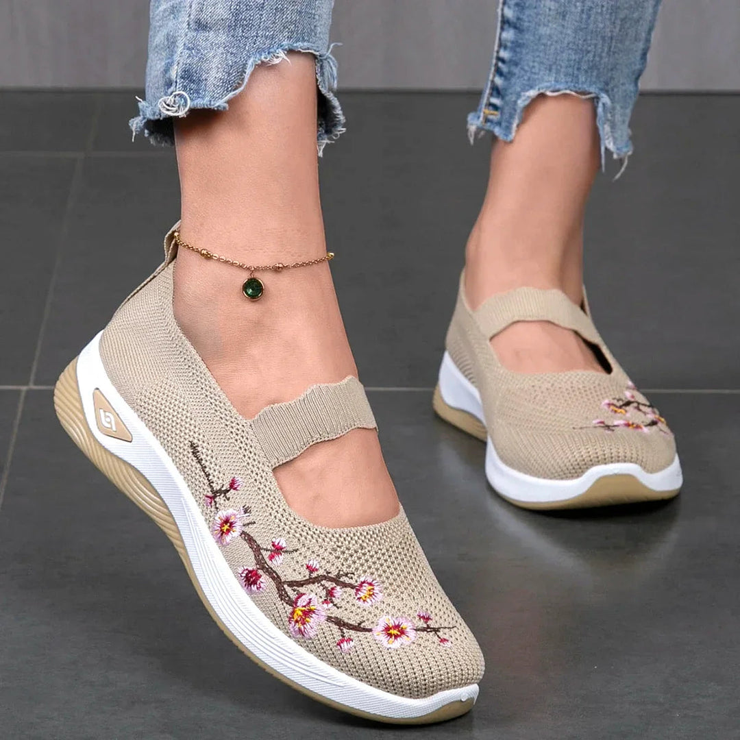 Fajon - Cómodas Zapatillas Deportivas Con Bordados Florales