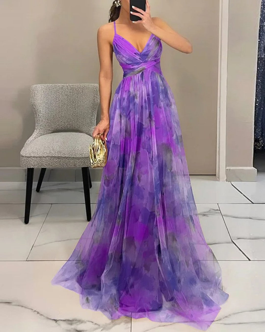 Dinushi - Vestido largo Floral Elegante