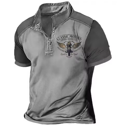 Scholte - Camiseta Polo Clásica de Motociclismo Con Medios Cremallera