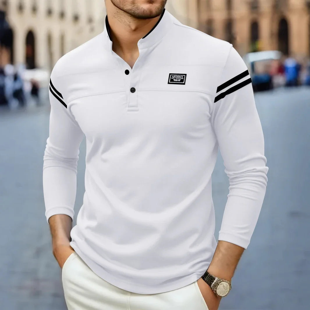 Grayson - Camisa Informal De Manga Larga Con Rayas En Los Hombros
