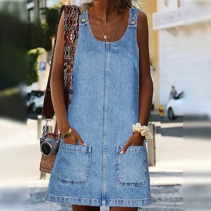 Malwina - Vestido De Verano Práctico y Ligero en Denim