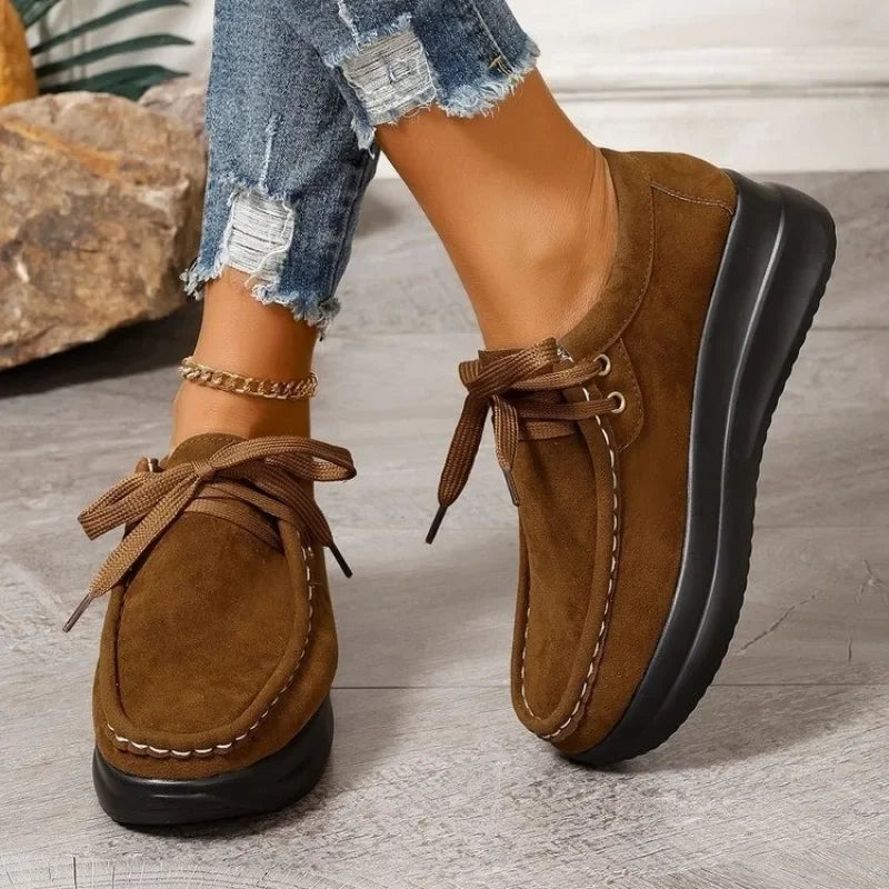 Tonja - Zapatos De Ante Con Cordones y Suela Antideslizante