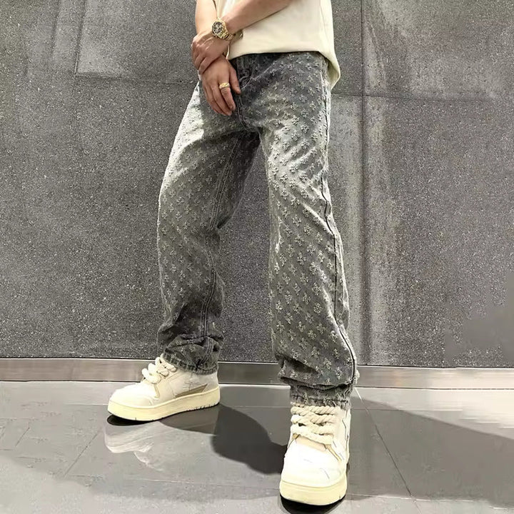 Zeydan - Pantalones Vaqueros De Pierna Ancha Con Tejido Jacquard