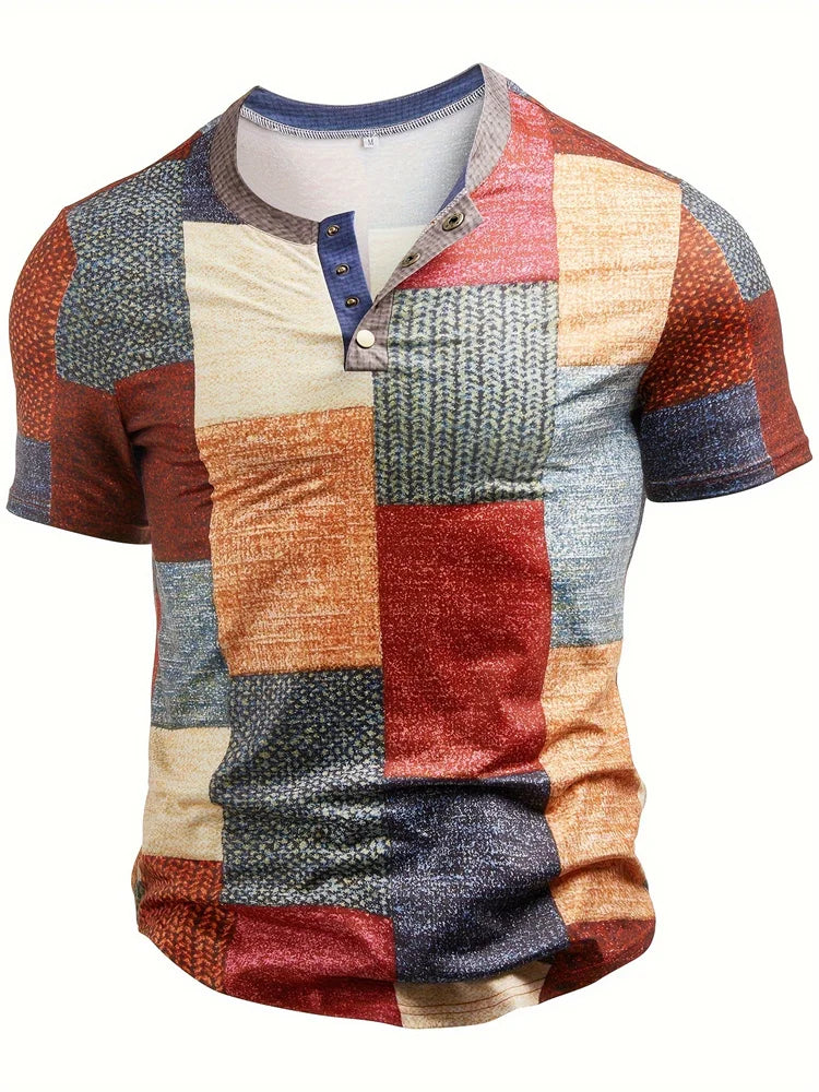 Edson - Elegante Camisa Con Estampado Patchwork