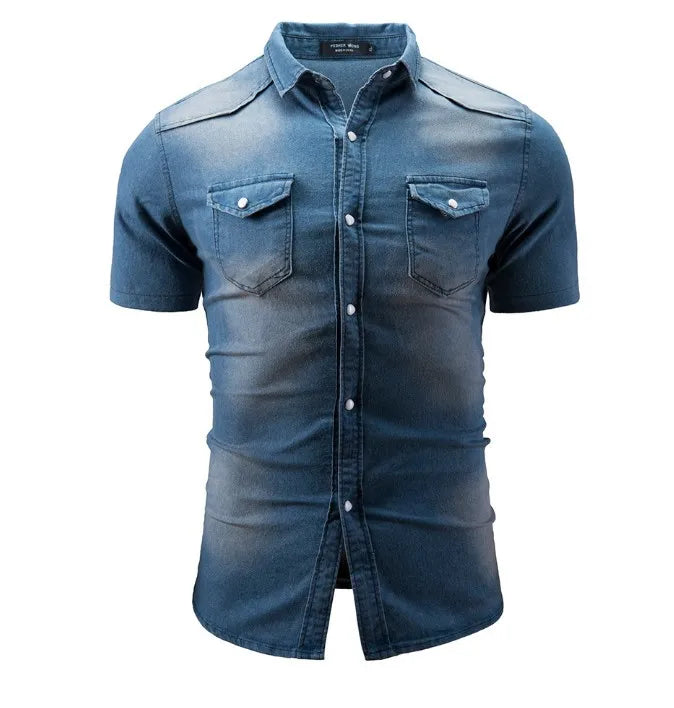 Sean - Camisa Vaquera De Manga Corta Con Bolsillos