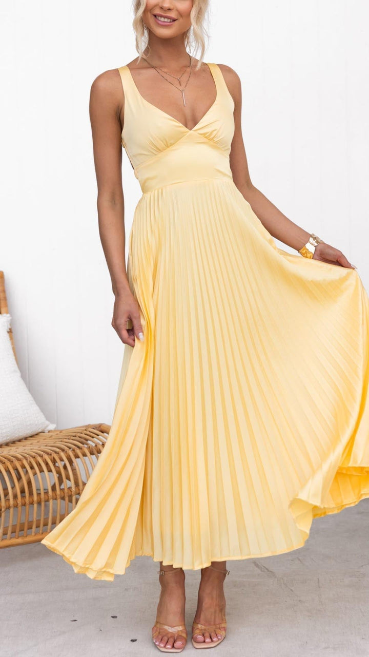Sheree - Maxivestido Plisado Con Cuello En V