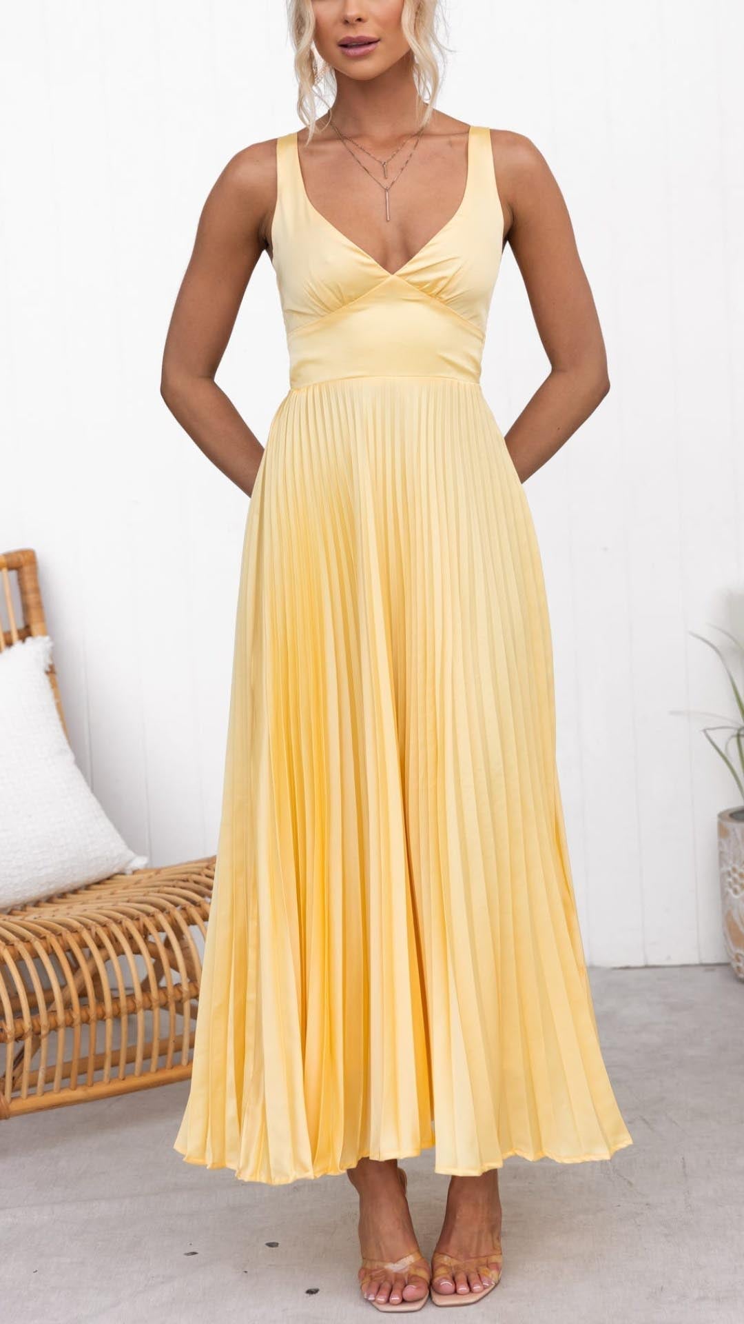 Sheree - Maxivestido Plisado Con Cuello En V