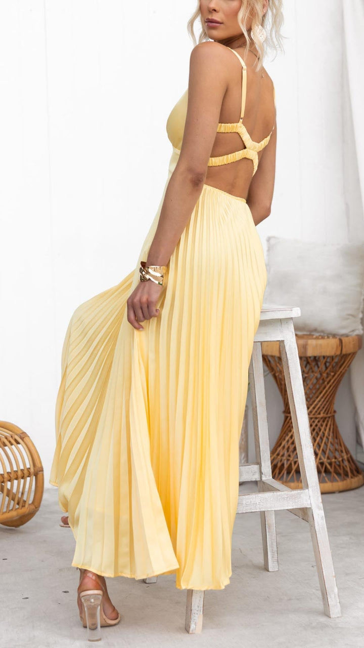 Sheree - Maxivestido Plisado Con Cuello En V