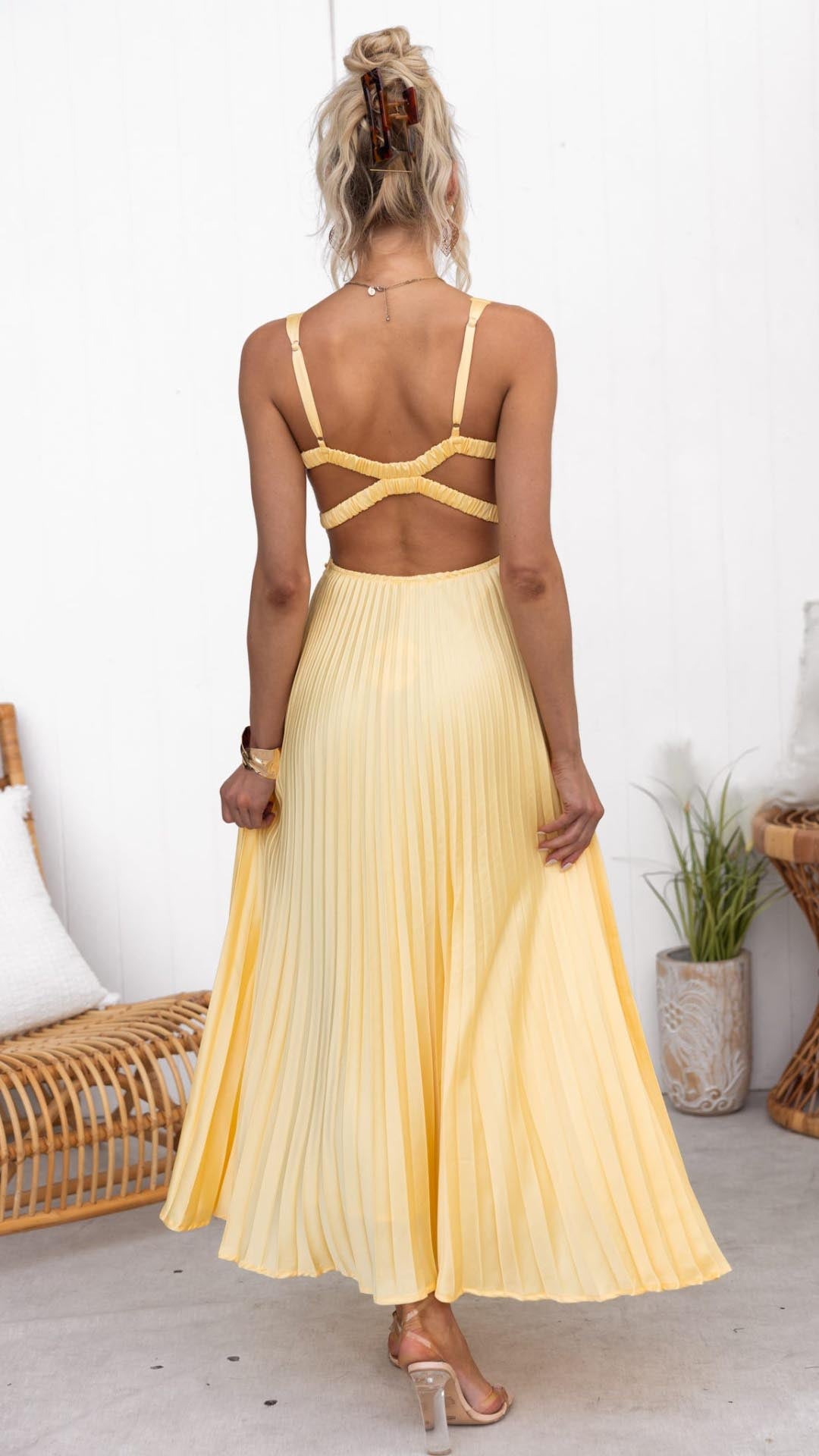 Sheree - Maxivestido Plisado Con Cuello En V