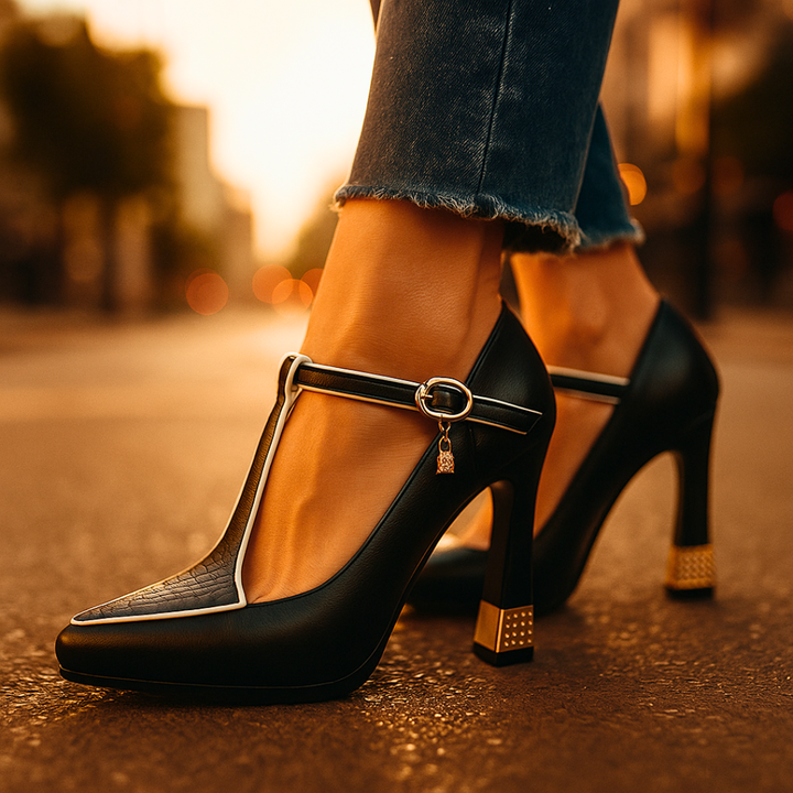 Avitia - Zapatos De Tacón Alto Con Correa En T y Hebilla