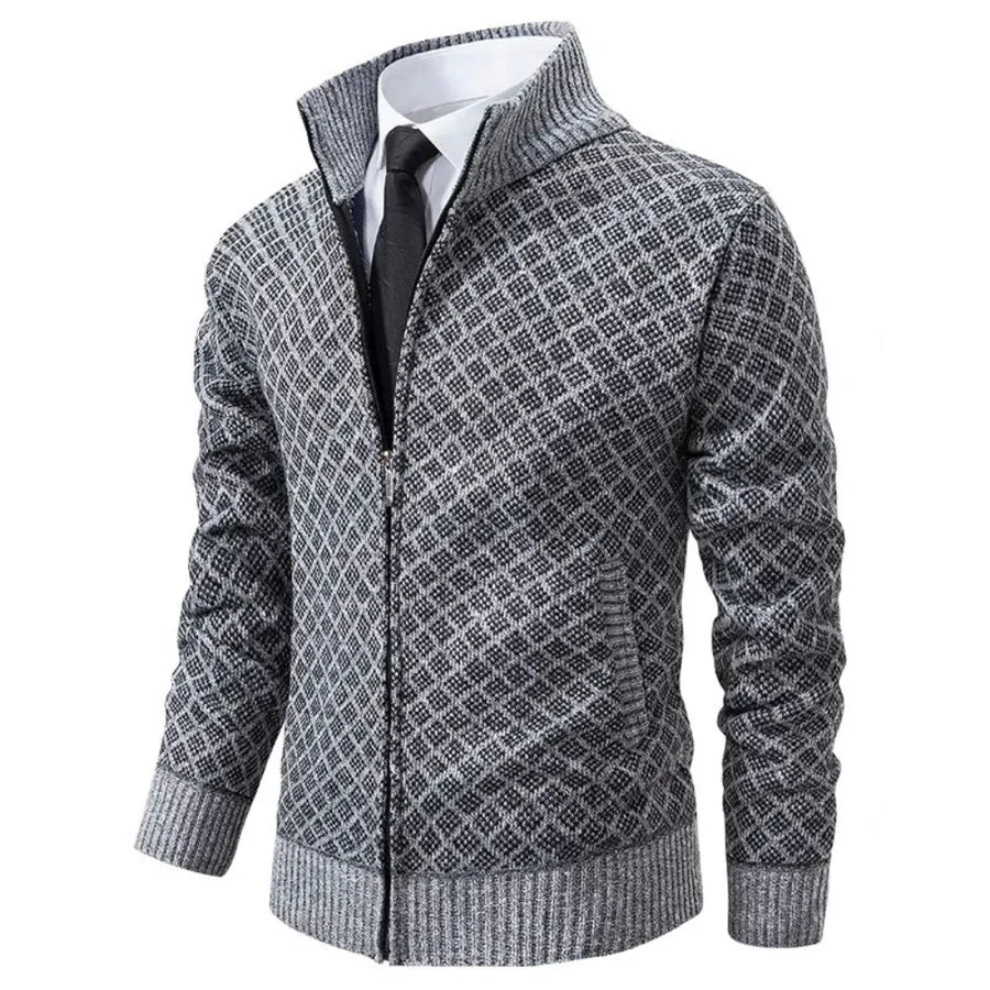 Klarik - Cárdigan De Punto Con Cremallera Completa Y Diseño De Rombos