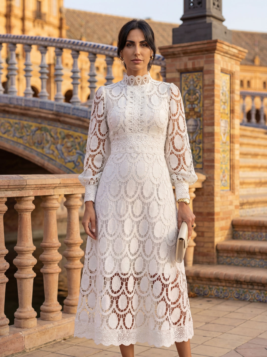 Maelle - Elegante Vestido De Encaje De Manga Larga