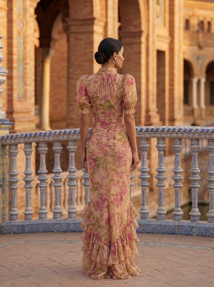Rimina - Elegante Vestido Floral Con Volantes