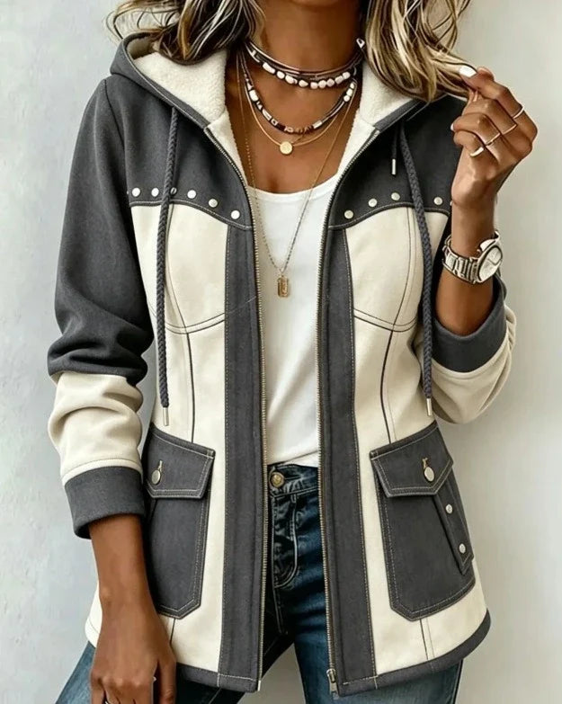 Lyndsay - Chaqueta Con Capucha y Paneles Texturizados en Contraste