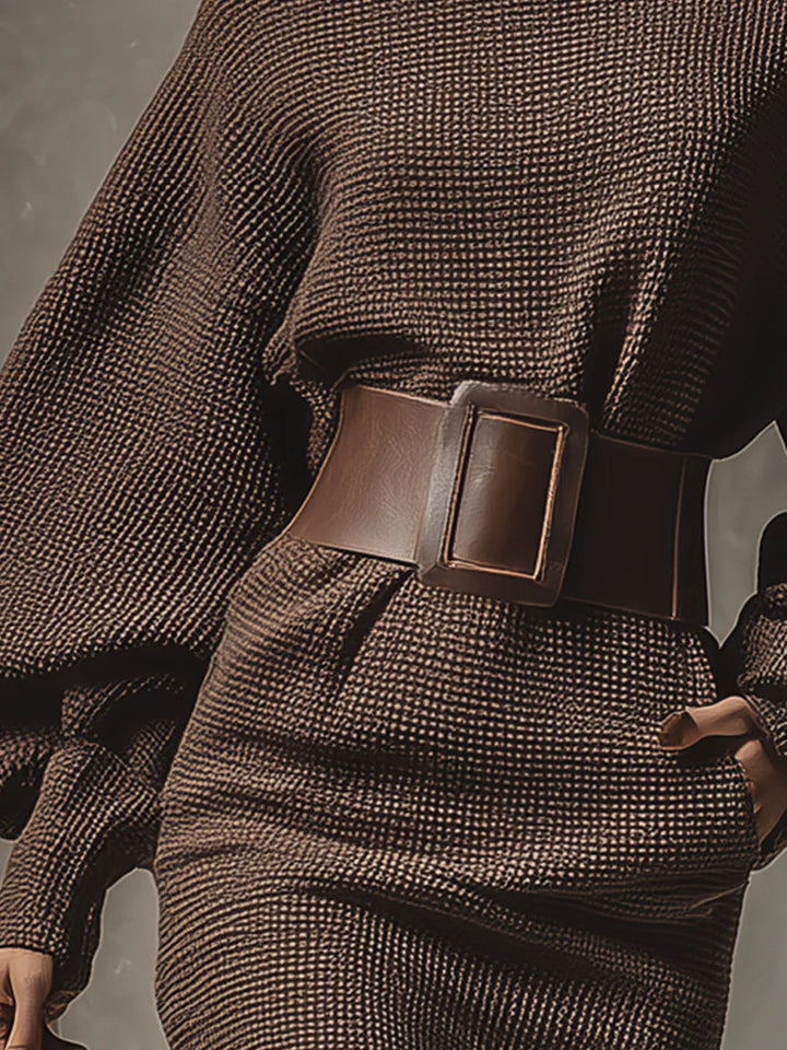 Milana - Vestido Corto De Malla Con Cinturón Estructurado