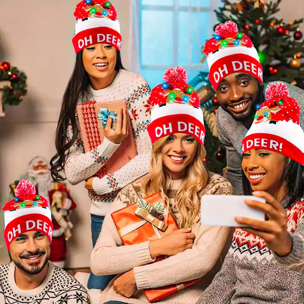 MerryGlow - Gorro Navideño de Punto con Luces